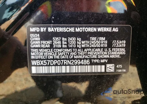 2024 BMW X3 xDrive30I z USA, uszkodzony, nr VIN WBX57DP07RN299486